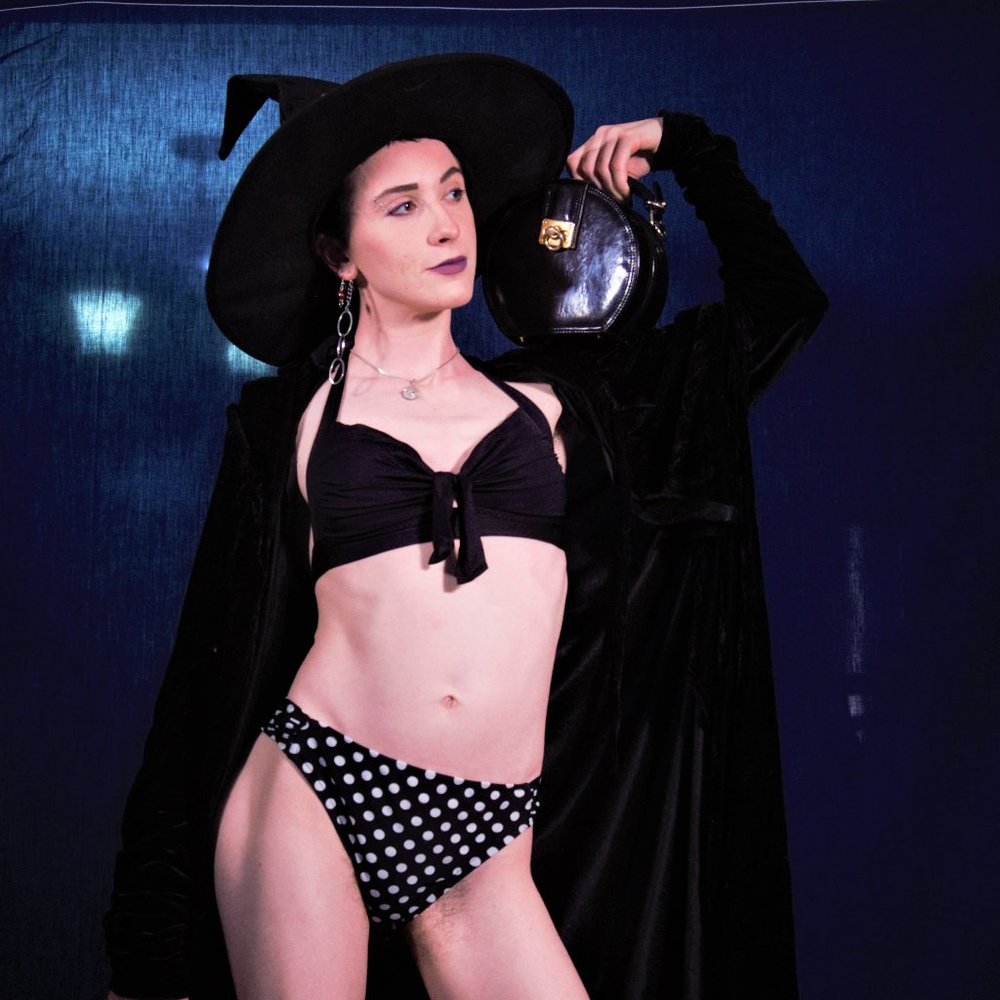 Vintage Style Bikini Swimwear Polka Dot Black Swimsuit